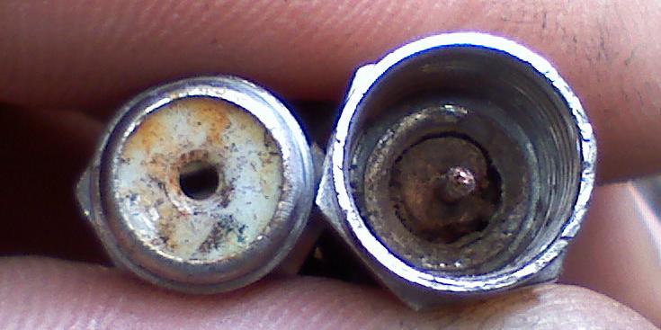 burnt f connector & coupler