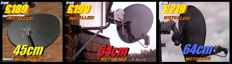 45cm 54cm 64cm motorised sky dishes